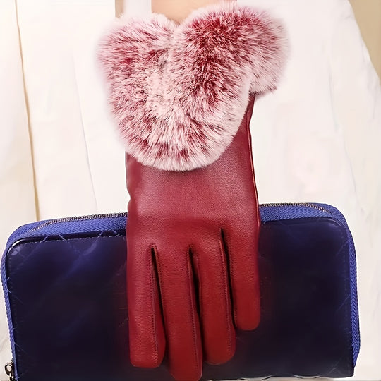 Sophie - Elegant Faux Leather Winter Gloves