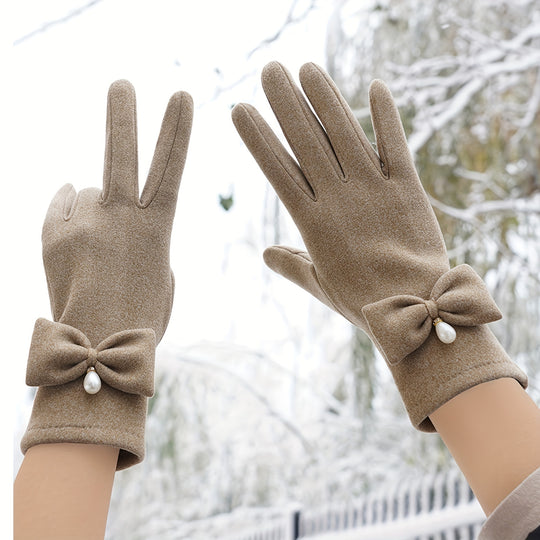 Lianne - Elegant Winter Gloves with Pearl Decoration