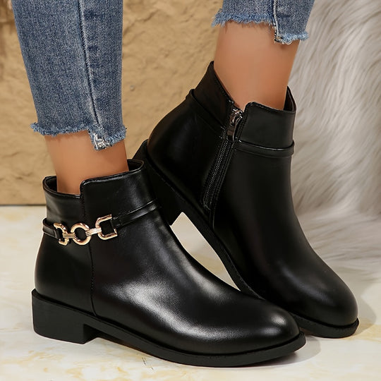 Mila - Chique Dames Chelsea Enkellaarzen, Effen Kleur, Platte Hak, Ritssluiting, Herfst Collectie