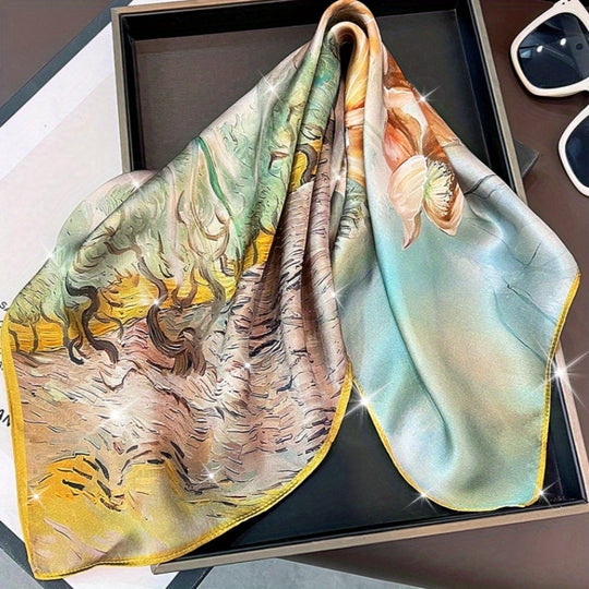 Sofia - Elegant Floral Print 100% Silk Square Scarf