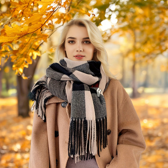 Sophie - Elegante Geruite Sjaal - Warme Polyester Sjaal voor Dagelijks Gebruik