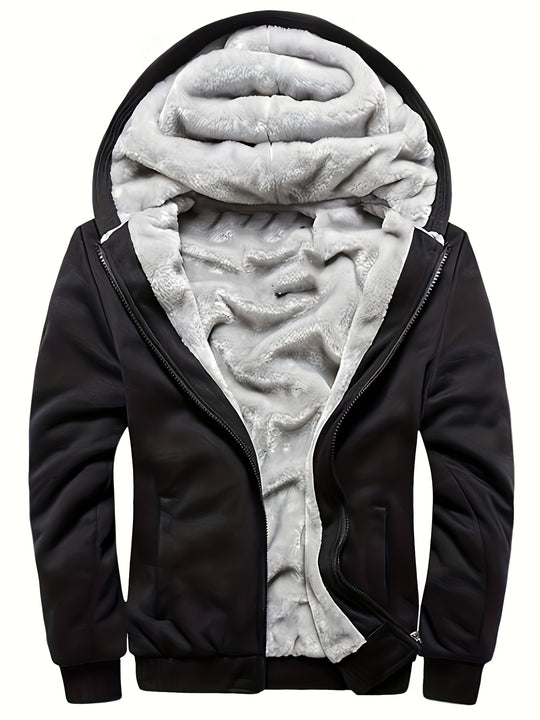 Jasper - Heren Gebreide Hoodie met Sherpa Voering Effen Kleur Herfst/Winter Jas