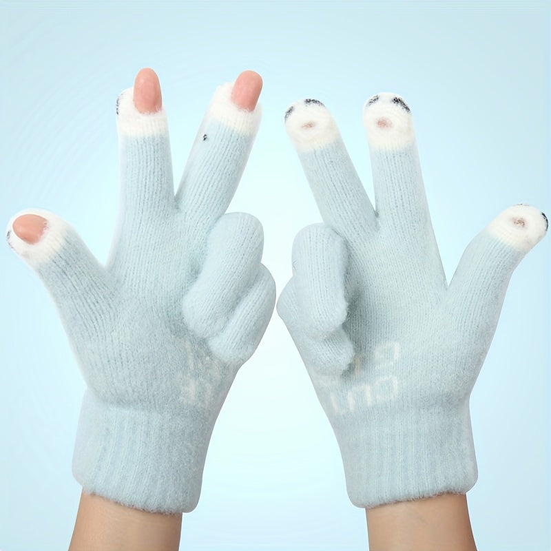 Fleur - Winter Cartoon Touchscreen Knitted Gloves