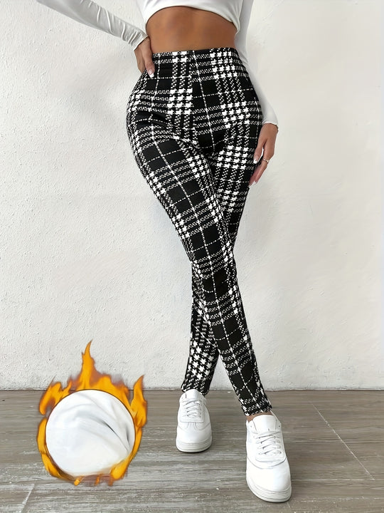 Sanne - Fleece Lined Checked Leggings | High Stretch and Stylish for Fall/Winter