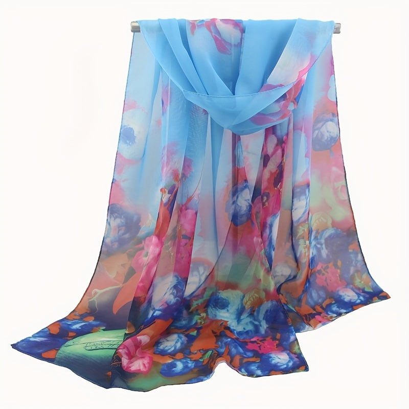 Eveline - Elegant Floral Print Polyester Scarf for Women