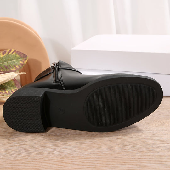 Mila - Chique Dames Chelsea Enkellaarzen, Effen Kleur, Platte Hak, Ritssluiting, Herfst Collectie