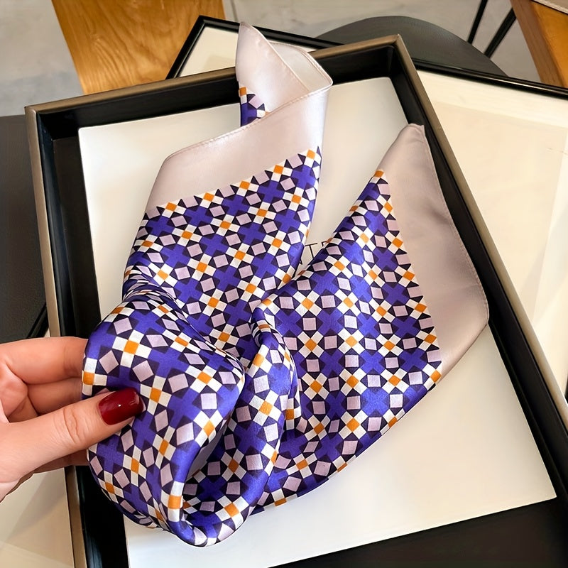 Eveline - Vintage Elegant Silk Scarf with Classic Checked Design