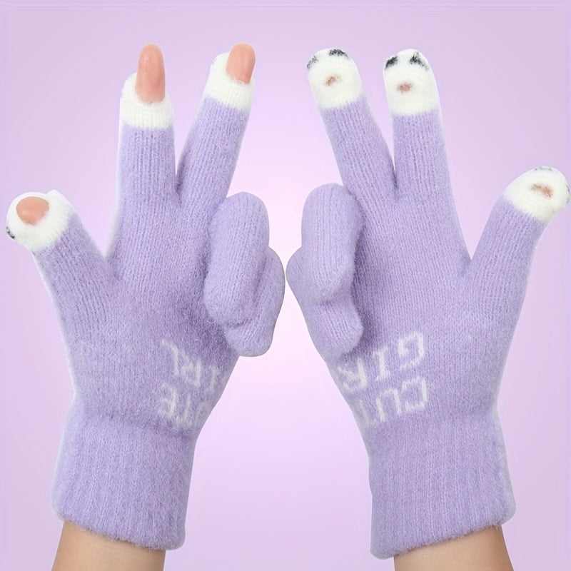 Fleur - Winter Cartoon Touchscreen Knitted Gloves