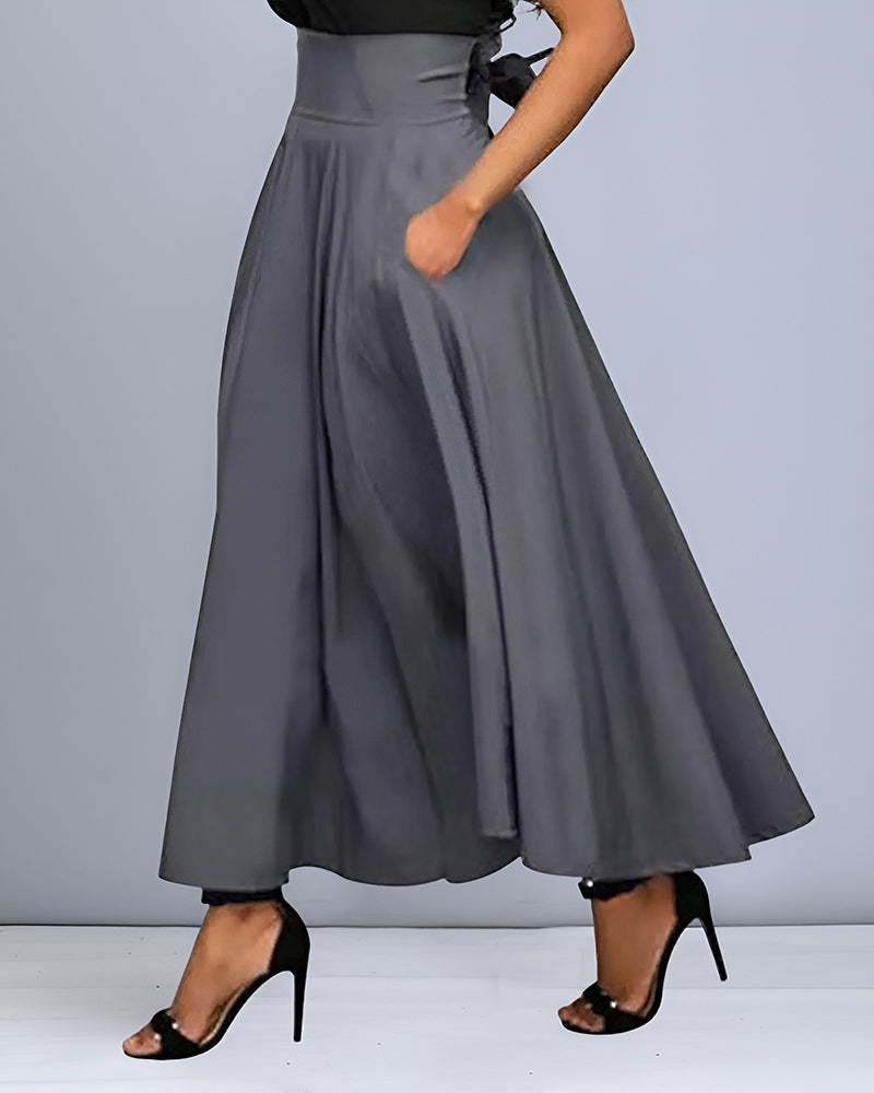 Fenna - High Waist Maxi Skirt with Tie Band 