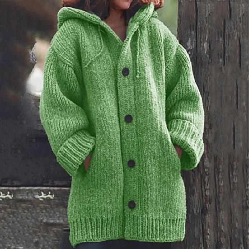 Marieke - Zachte Gebreide Jas met Capuchon & Knoopsluiting