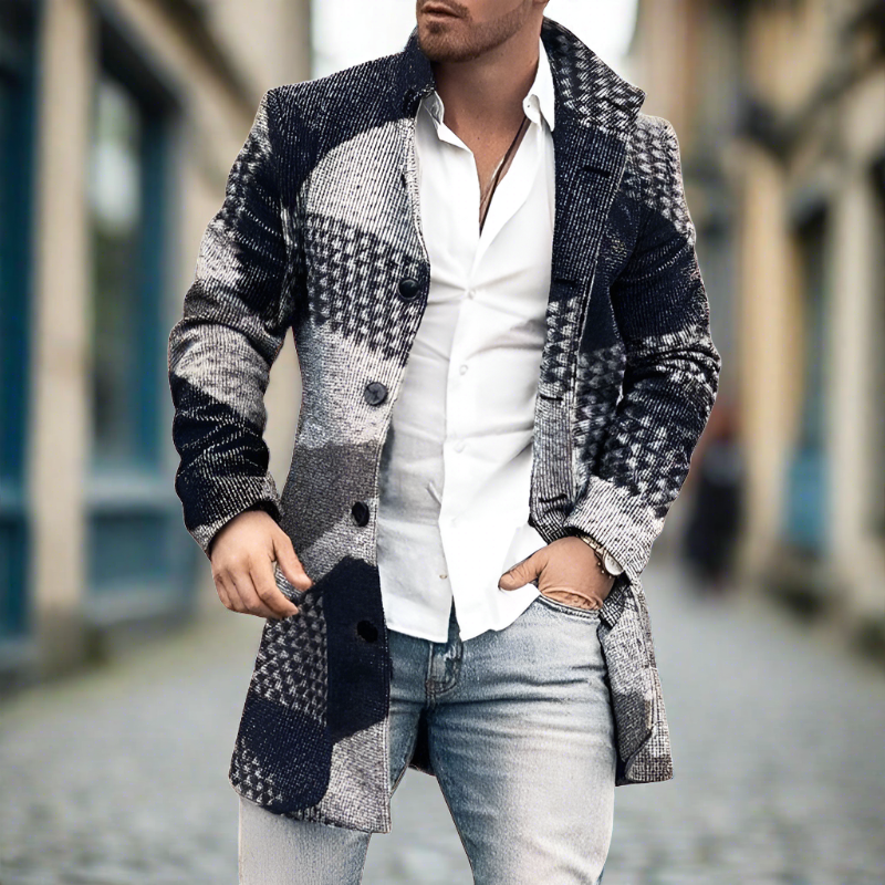 Daan - Lange klassieke wollen mantel met reverskraag