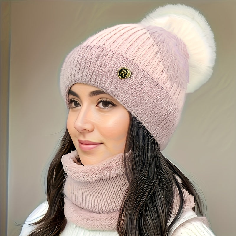 Elise - 2 Piece Knitted Hat and Scarf Set for Women