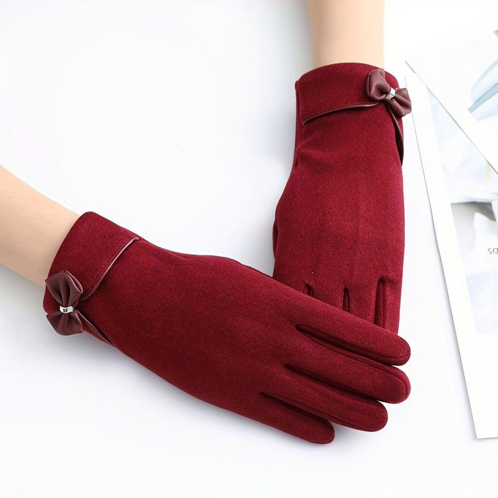 Femke - Elegant Winter Gloves with Bow Decoration