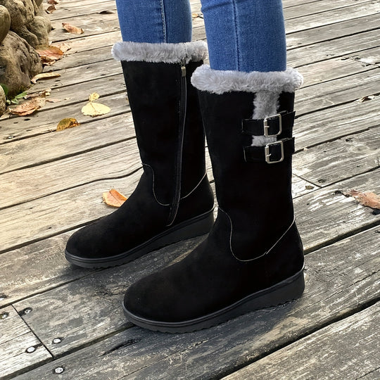 Merel - Fluffy Winter Boots with Platform and Thermal Lining