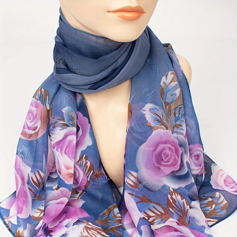 Marjolein - Lightweight Chiffon Scarf with Floral Print