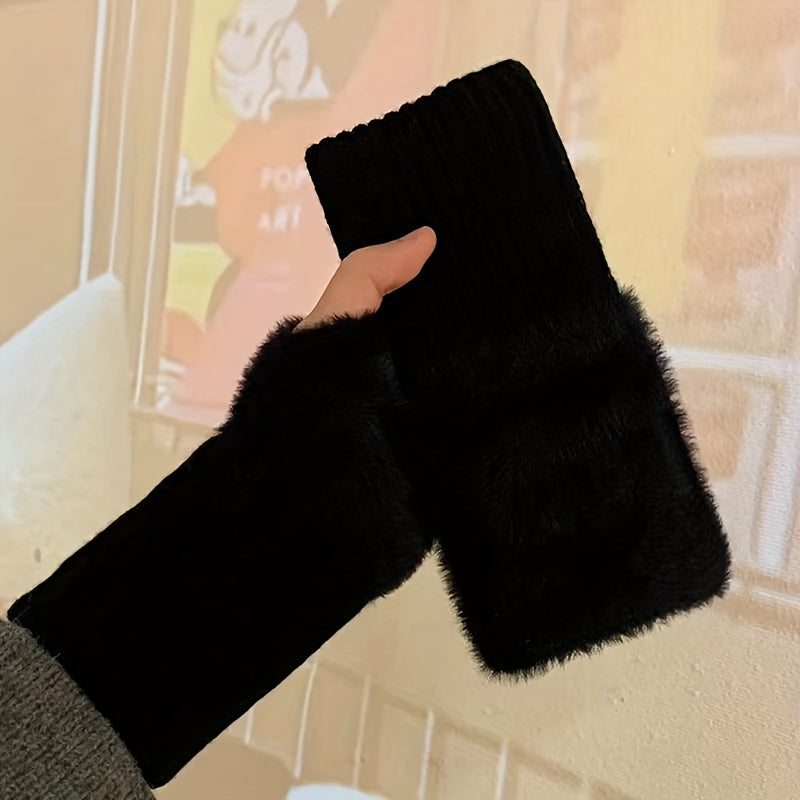 Anna - Elegant Fingerless Knitted Gloves for Fall and Winter