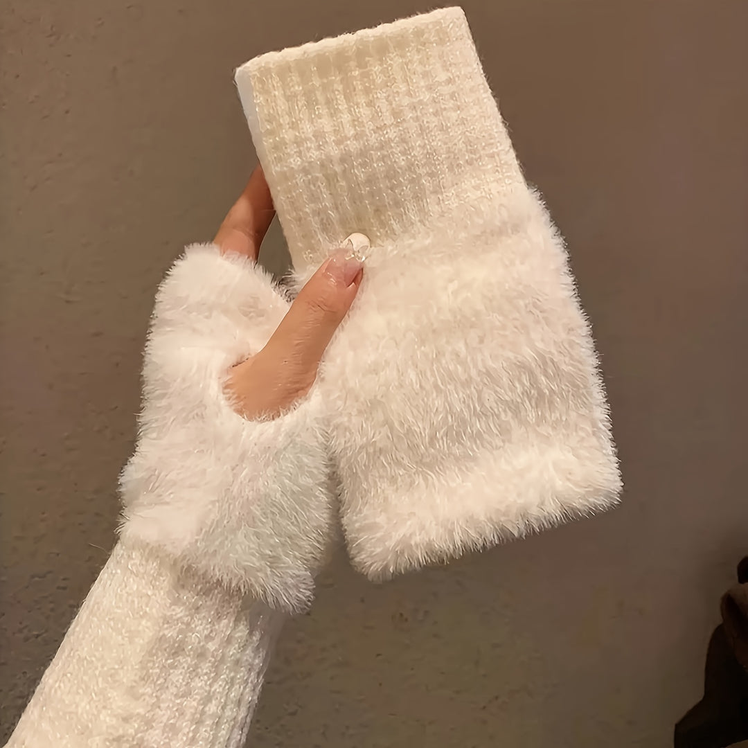 Anna - Elegant Fingerless Knitted Gloves for Fall and Winter