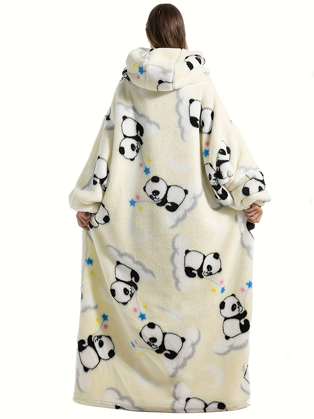 Elsa - Warm Cartoon Print Flannel Hooded Bathrobe for Winter