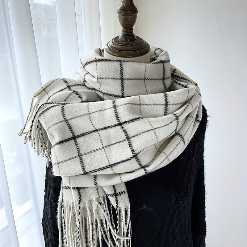 Evelien - Gezellige Geruite Sjaal met Kwastjes