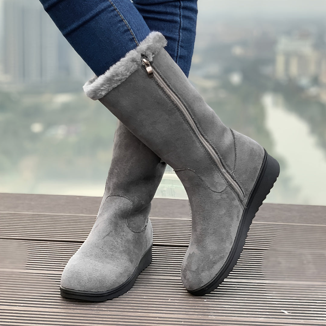 Merel - Fluffy Winter Boots with Platform and Thermal Lining