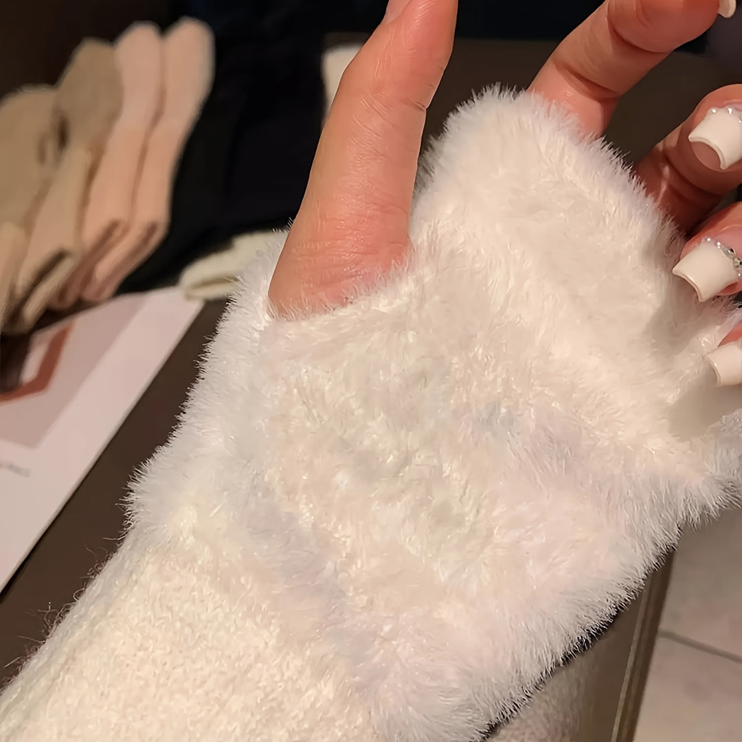 Anna - Elegant Fingerless Knitted Gloves for Fall and Winter