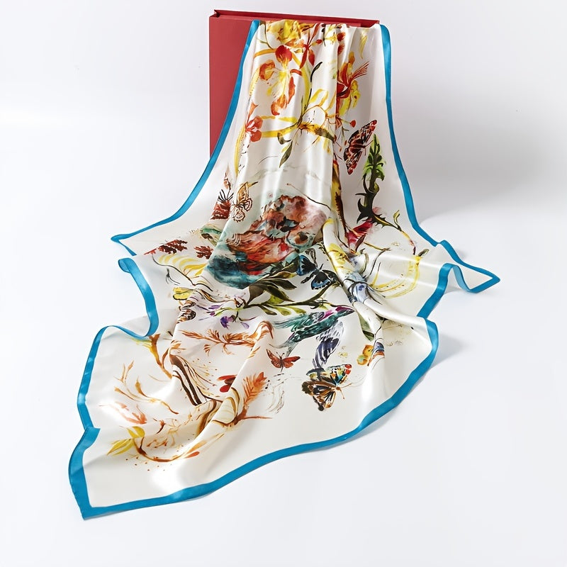 Juliette - Stijlvolle 100% Zijden Sjaal met Levendige Vlinderprint