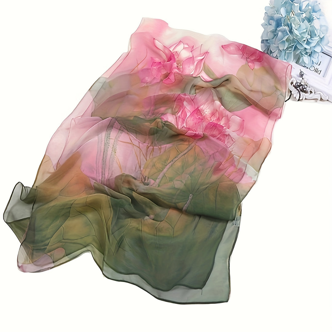 Fleur - Funky Floral Print Scarf for Women, Lightweight and Breathable