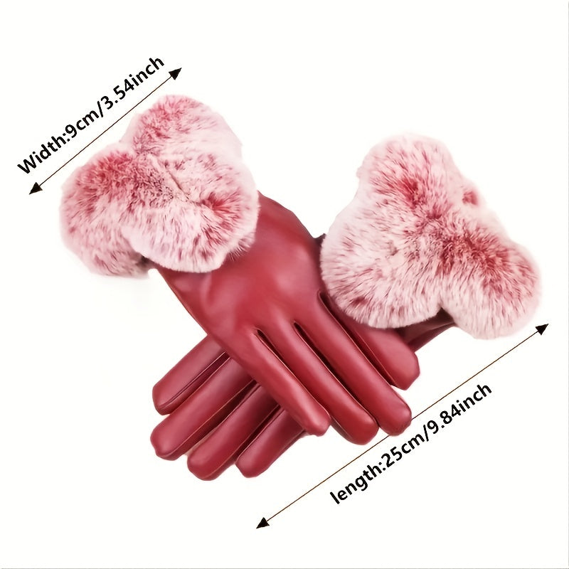 Sophie - Elegant Faux Leather Winter Gloves