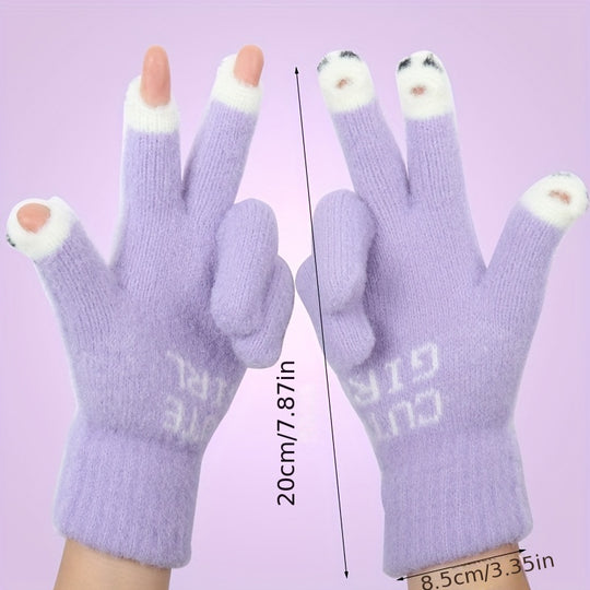 Fleur - Winter Cartoon Touchscreen Knitted Gloves