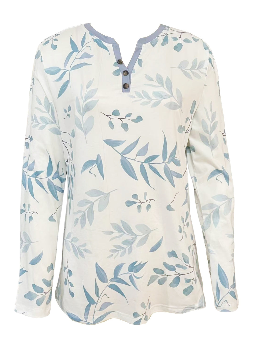 Femke - Casual T-shirt met Bladerenprint en Lange Mouwen | Voorjaar & Herfst | Damesmode