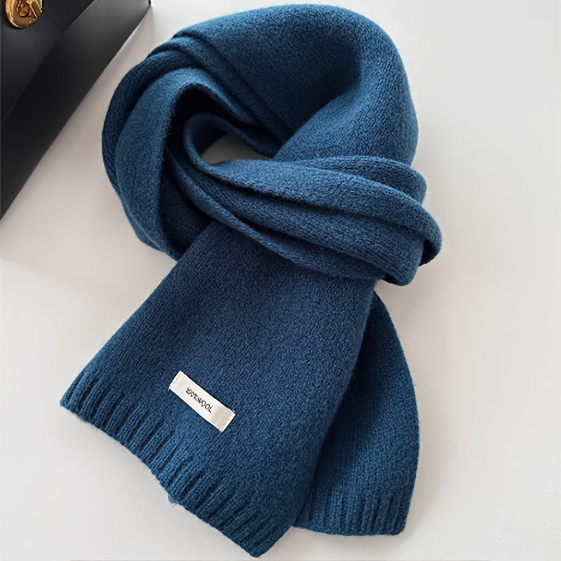 Fenna - 100% Wool Knitted Scarf in Solid Color