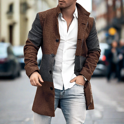 Daan - Lange klassieke wollen mantel met reverskraag