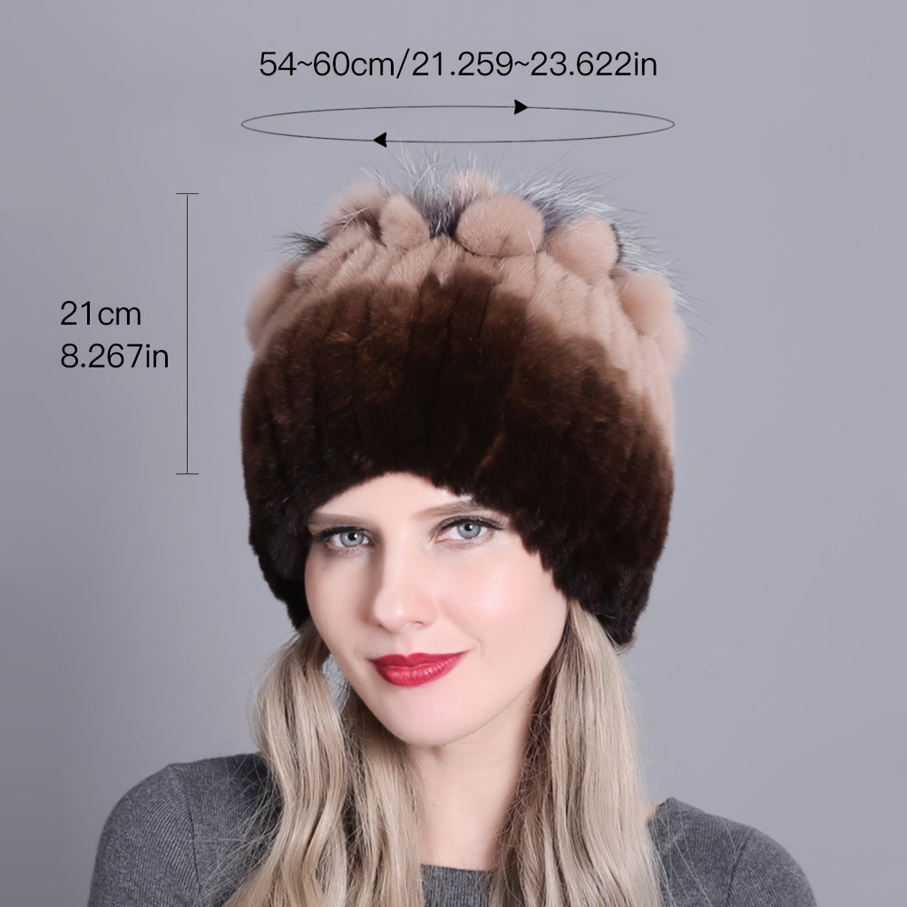 Sophie - Warme Gebreide Beanie van Nepbont | Trendy Wintermuts voor Dames