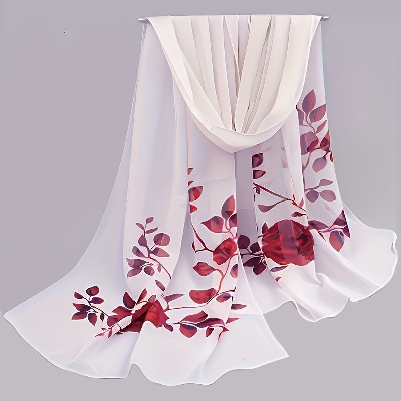 Mariska - Elegante Bloemen Chiffon Sjaal