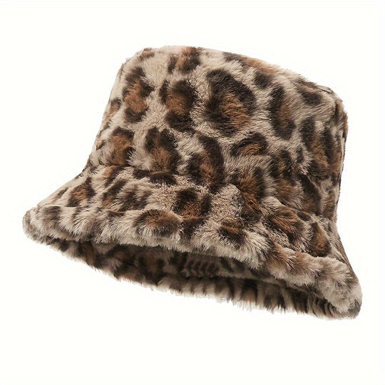 Lotte - Winter Plush Bucket Hat with Plaid Design - Warm and Stylish Fluffy Hat for Women