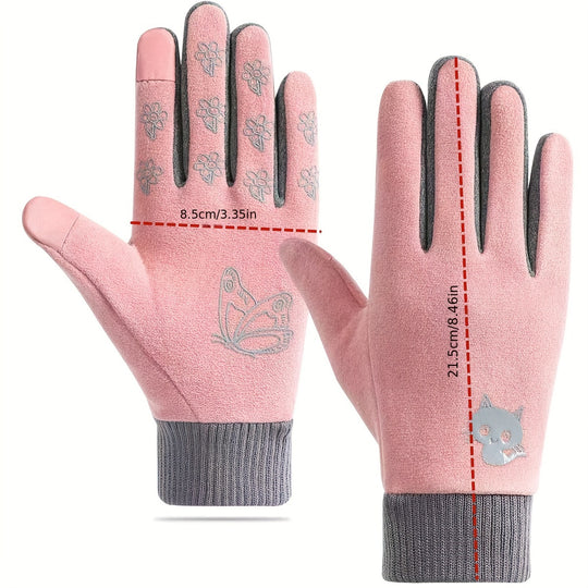 Lieveke - Pink Winter Gloves Compatible with Touchscreen