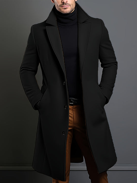 Hugo - Classic Long Coat for Men with Lapel Collar