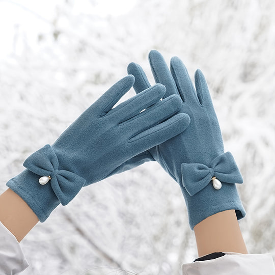 Lianne - Elegant Winter Gloves with Pearl Decoration