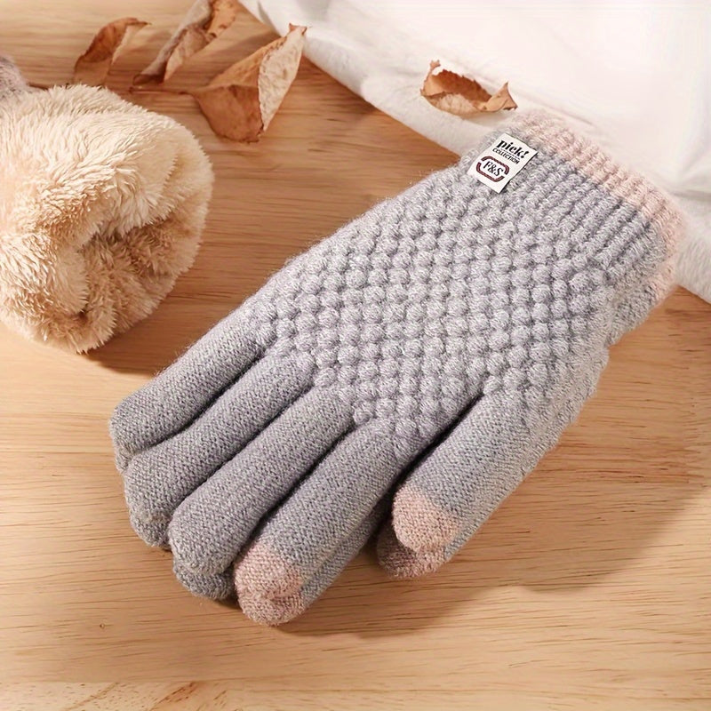 Elise - Elegant Knitted Gloves with Geometric Design