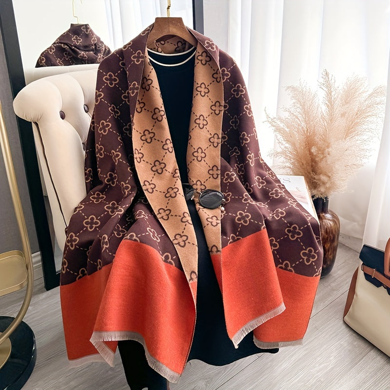 Yara - Dubbelzijdige Bloemensjaal met Franjes