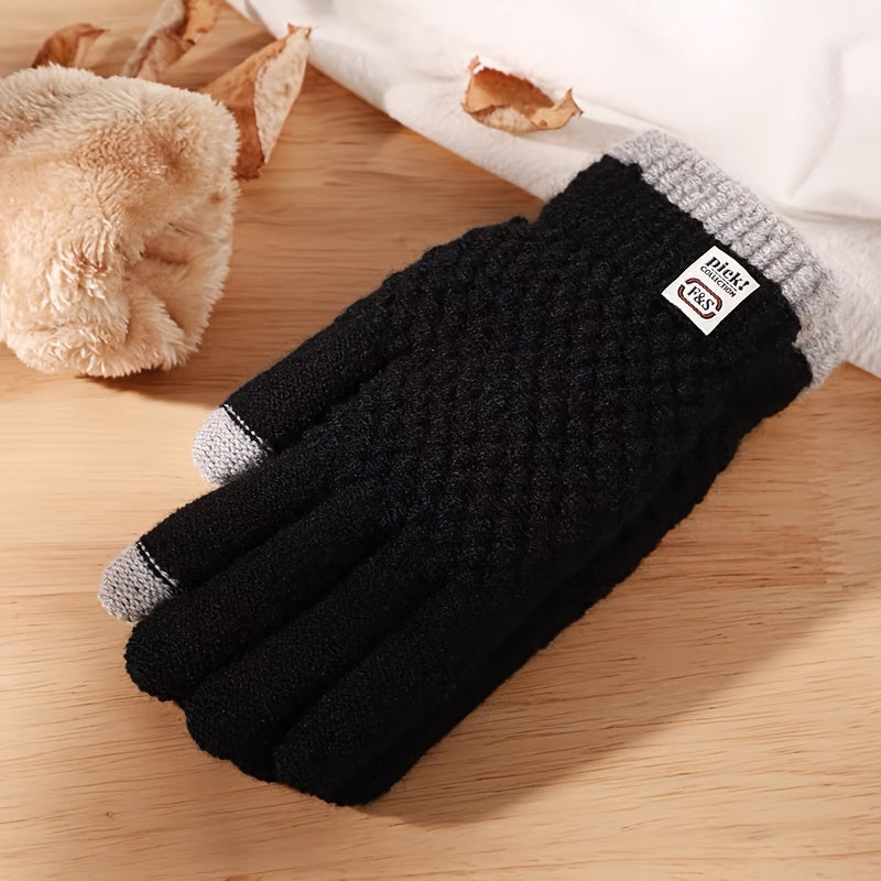 Elise - Elegant Knitted Gloves with Geometric Design