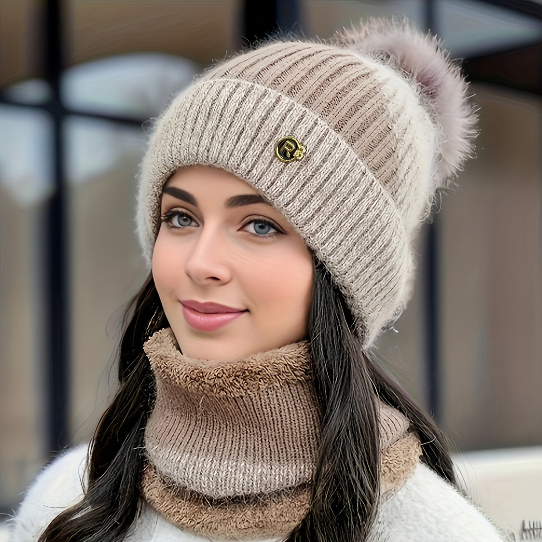 Elise - 2 Piece Knitted Hat and Scarf Set for Women