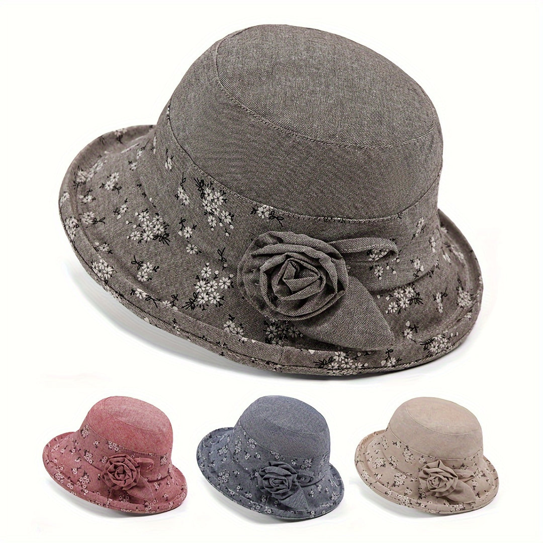 Margriet - Elegant Flower Hat for Grandparents with Sun Protection