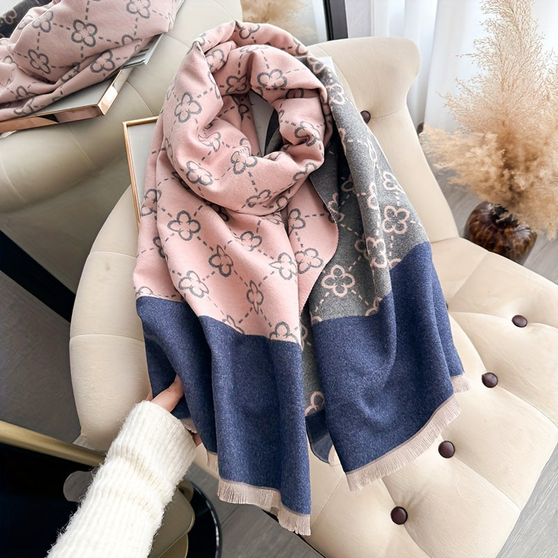 Yara - Dubbelzijdige Bloemensjaal met Franjes