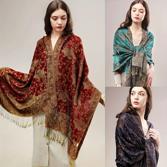 Linde - Boho Style Long Fringe Scarf Made of Polyester