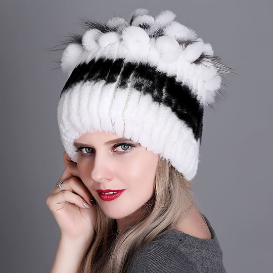 Sophie - Warme Gebreide Beanie van Nepbont | Trendy Wintermuts voor Dames