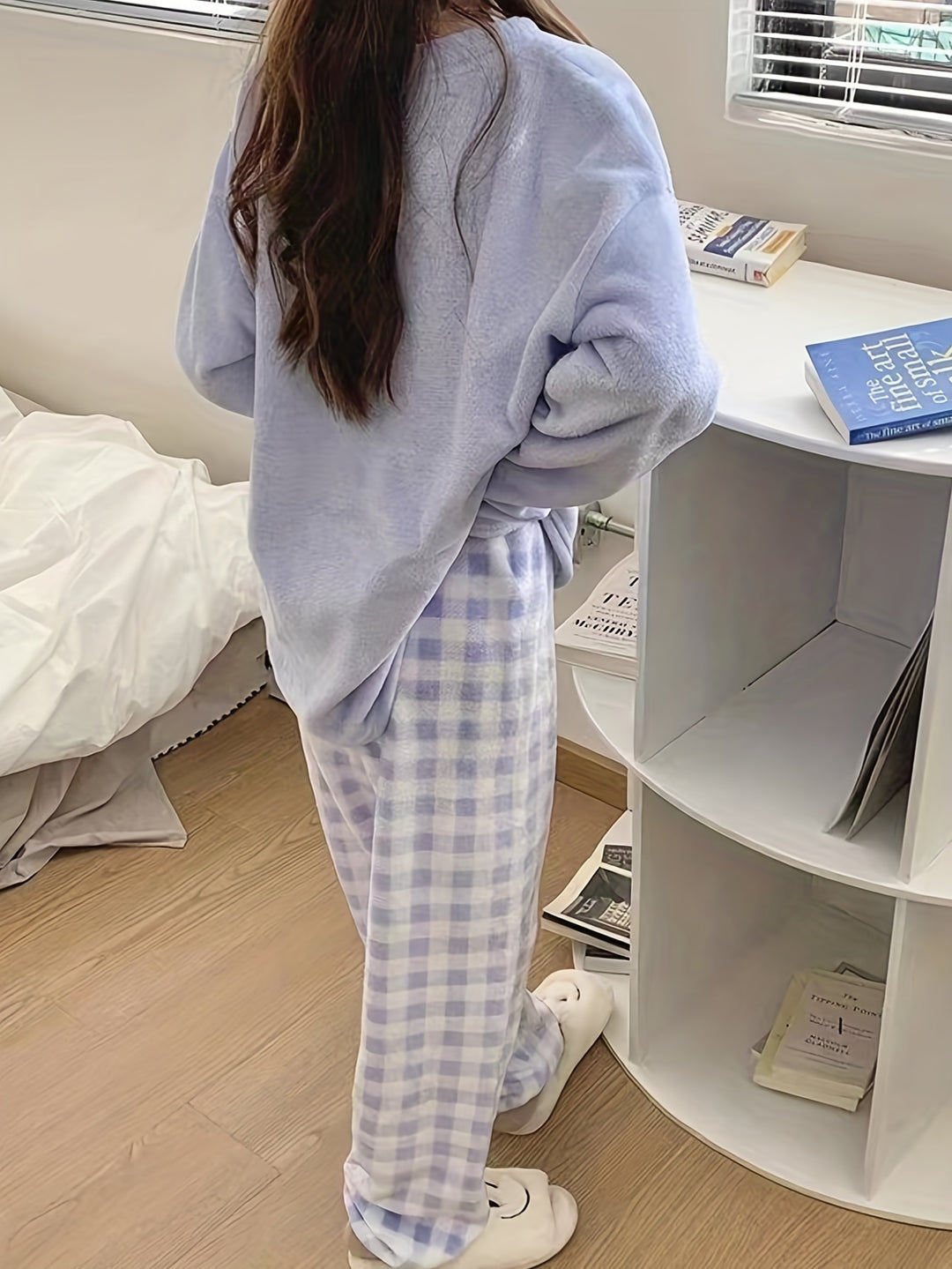 Lisa - Winter Pyjama Set with Soft Top and Checked Plush Pants