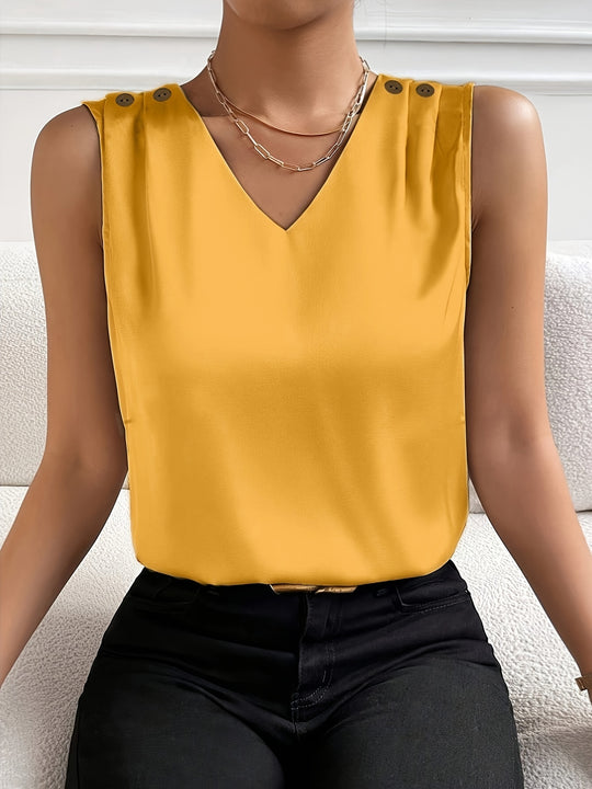 Yara - Elegant V-Neck Sleeveless Top