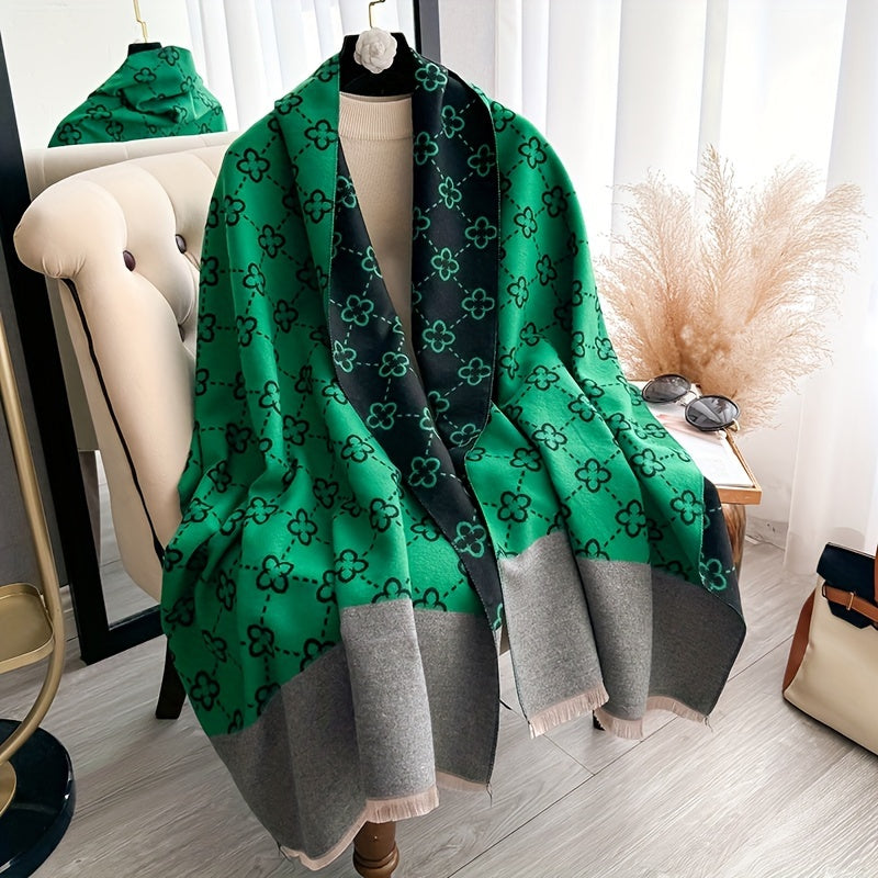 Yara - Dubbelzijdige Bloemensjaal met Franjes