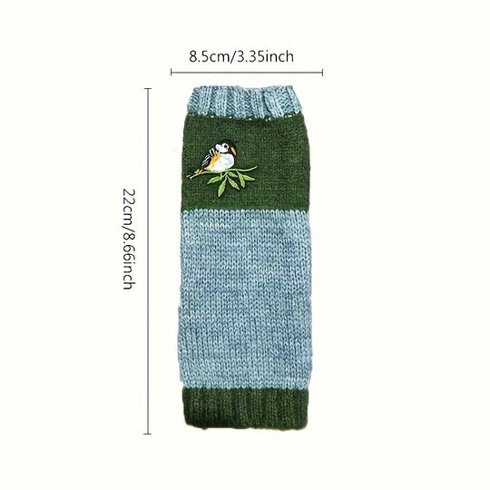 Lotte - Knitted Mohair Mittens with Stylish Color Block Design